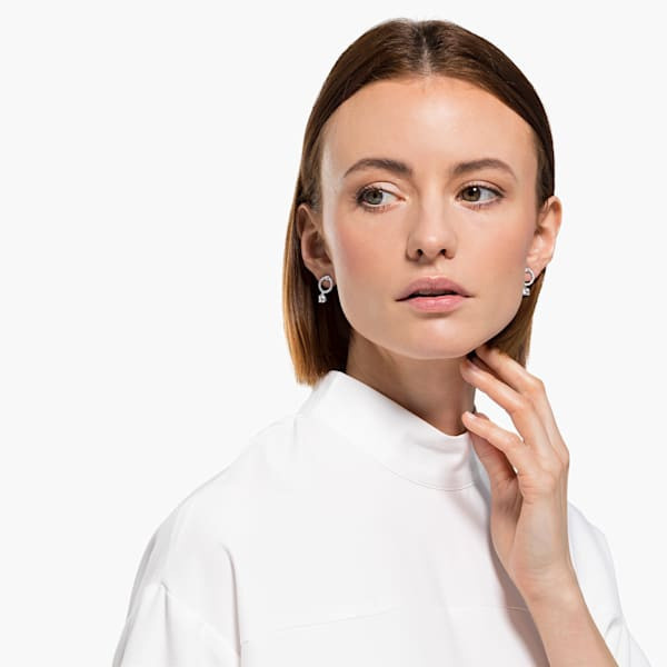 Constella hoop earrings Round cut, White, Rhodium plated